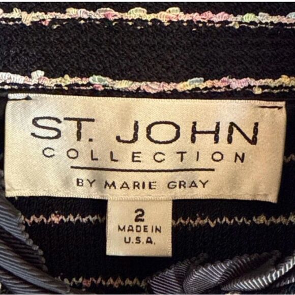 St. John Collection Black and White Jacket, Soft Pastels and Gold Detail - Picture 11 of 11